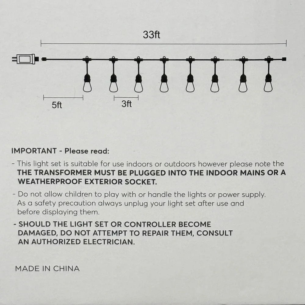 Indoor Outdoor Patio Festoon 10 Light LED Warm White 33 Foot Connectable 2 Sets